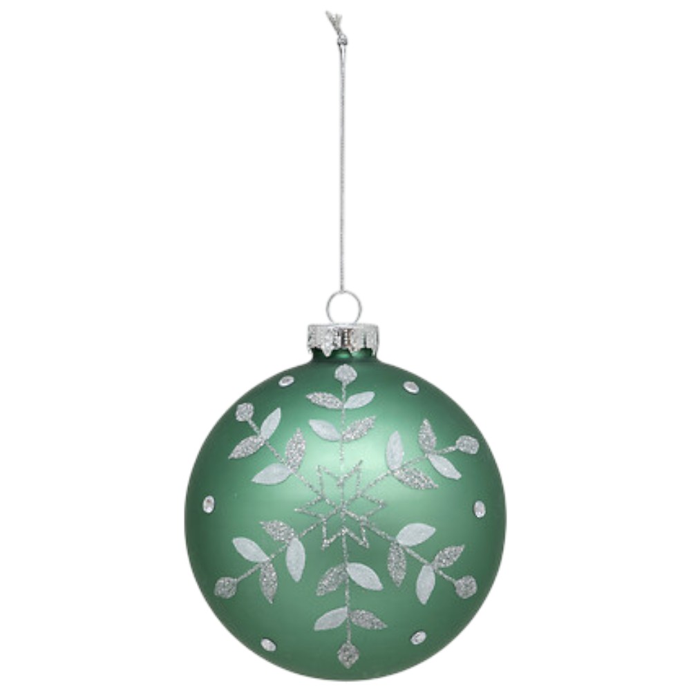 matte-snowflake-glass-christmas-bauble-green-10-cm
