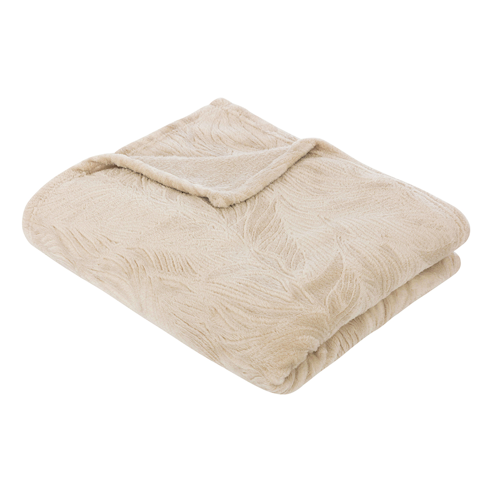 atmosphera-ryo-embossed-leaf-design-flannel-blanket-linen-beige-125cm-x-150cm