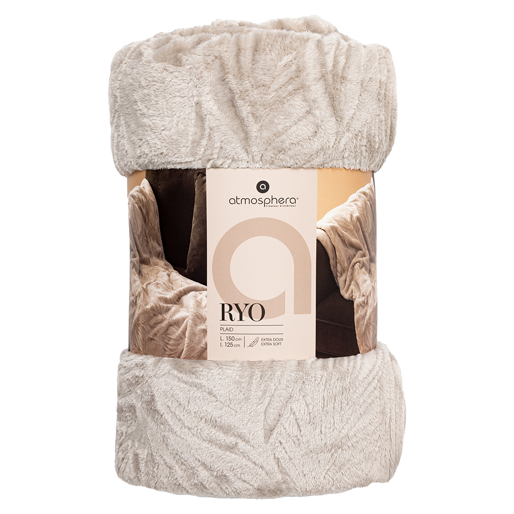 atmosphera-ryo-embossed-leaf-design-flannel-blanket-linen-beige-125cm-x-150cm