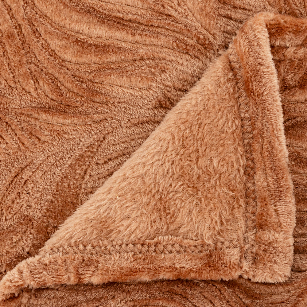 atmosphera-ryo-embossed-leaf-design-flannel-blanket-tobacco-orange-180cm-x-230cm