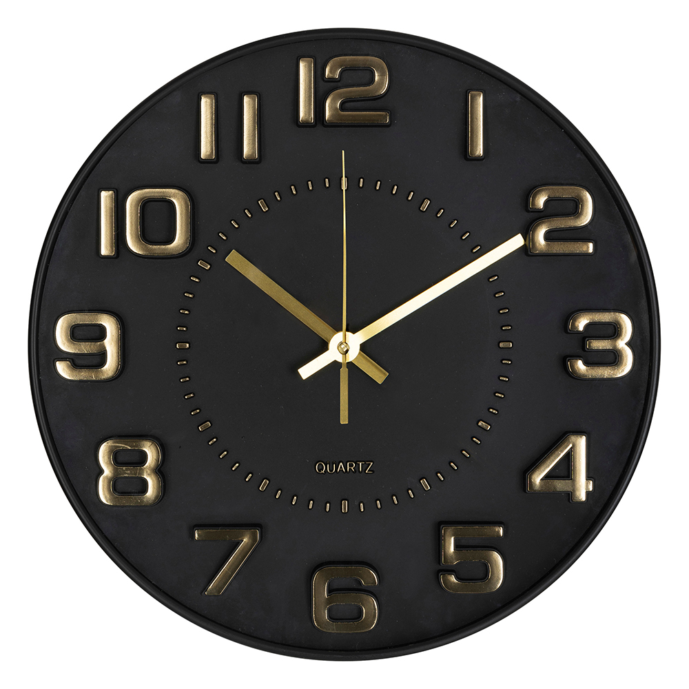 atmosphera-doris-plastic-3d-wall-clock-black-30cm