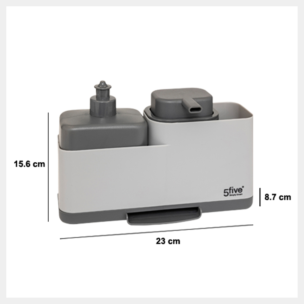 5five-neo-2-kitchen-caddy-with-soap-dispenser-organizer-grey