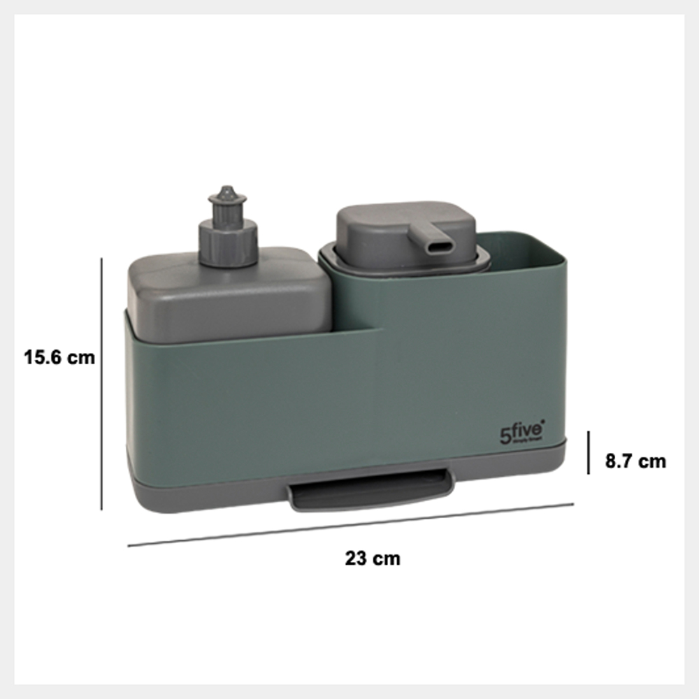 5five-neo-2-kitchen-caddy-with-soap-dispenser-organizer-green