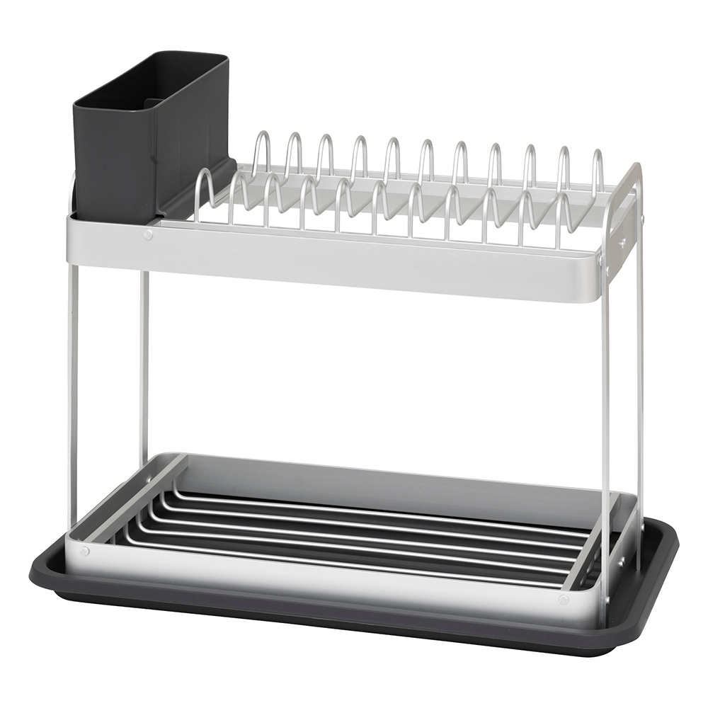 5five-aluminum-2-tiers-dish-plate-drainer-grey
