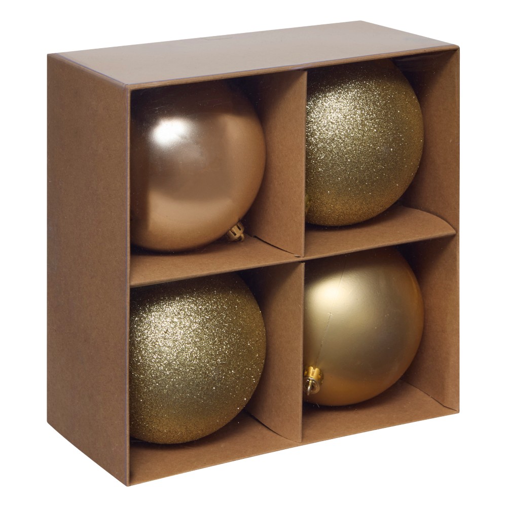 atmosphera-christmas-baubles-set-of-4-pcs-gold-mix-plastic-balls-10-cm