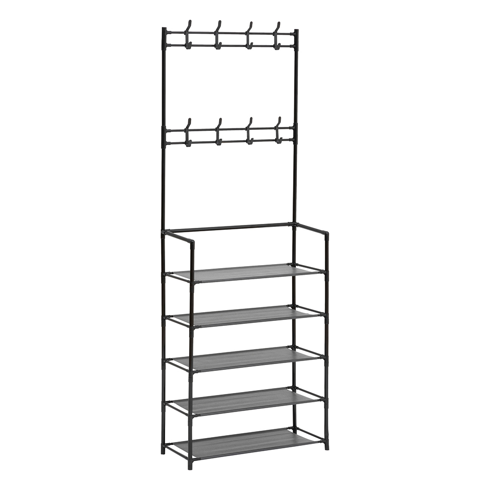 5five-intissa-metal-plastic-coat-rack-with-8-hooks-5-shelves-black