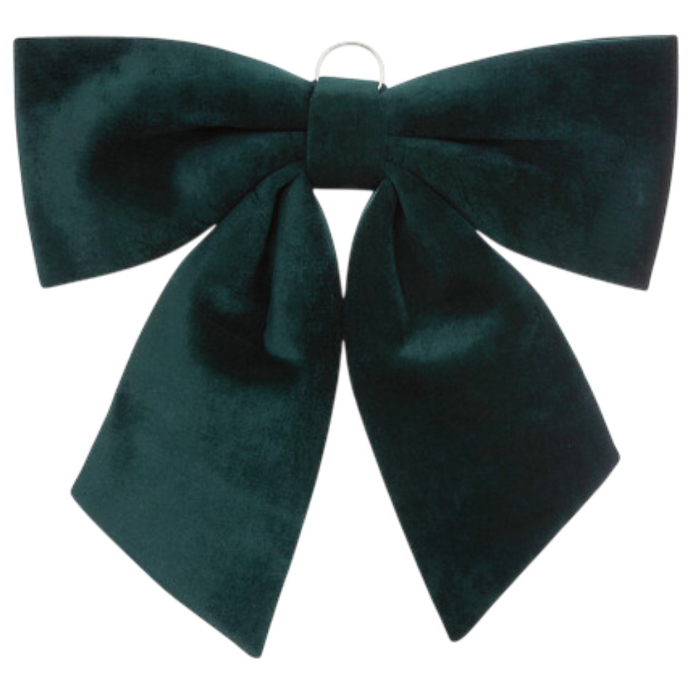 the-essentials-velvet-christmas-decoration-bow-dark-green-35-×-40-cm