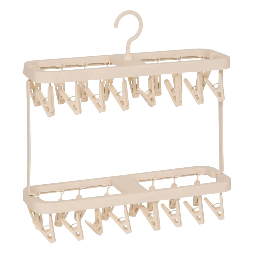 5five-drying-rack-32-clips-2-levels-beige-plastic-h43-cm