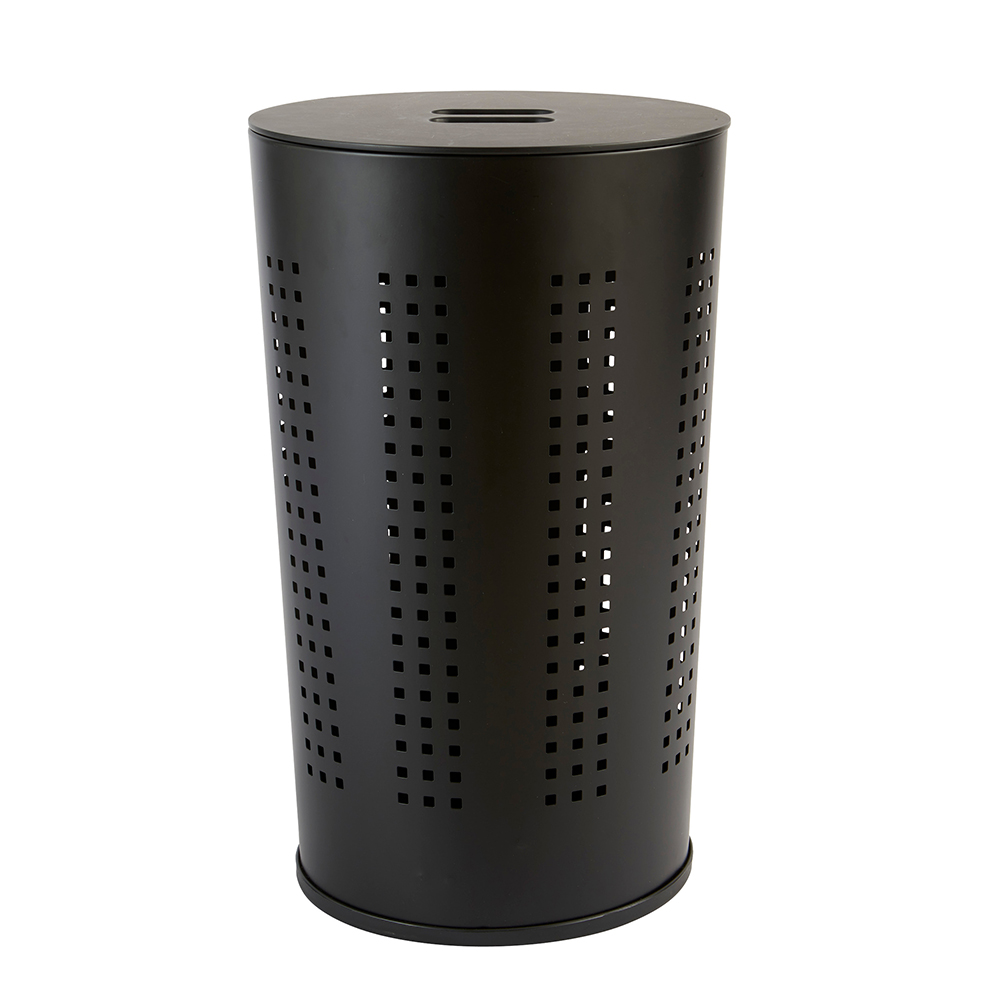 5five-perforated-round-metal-wood-laundry-bin-black-45l