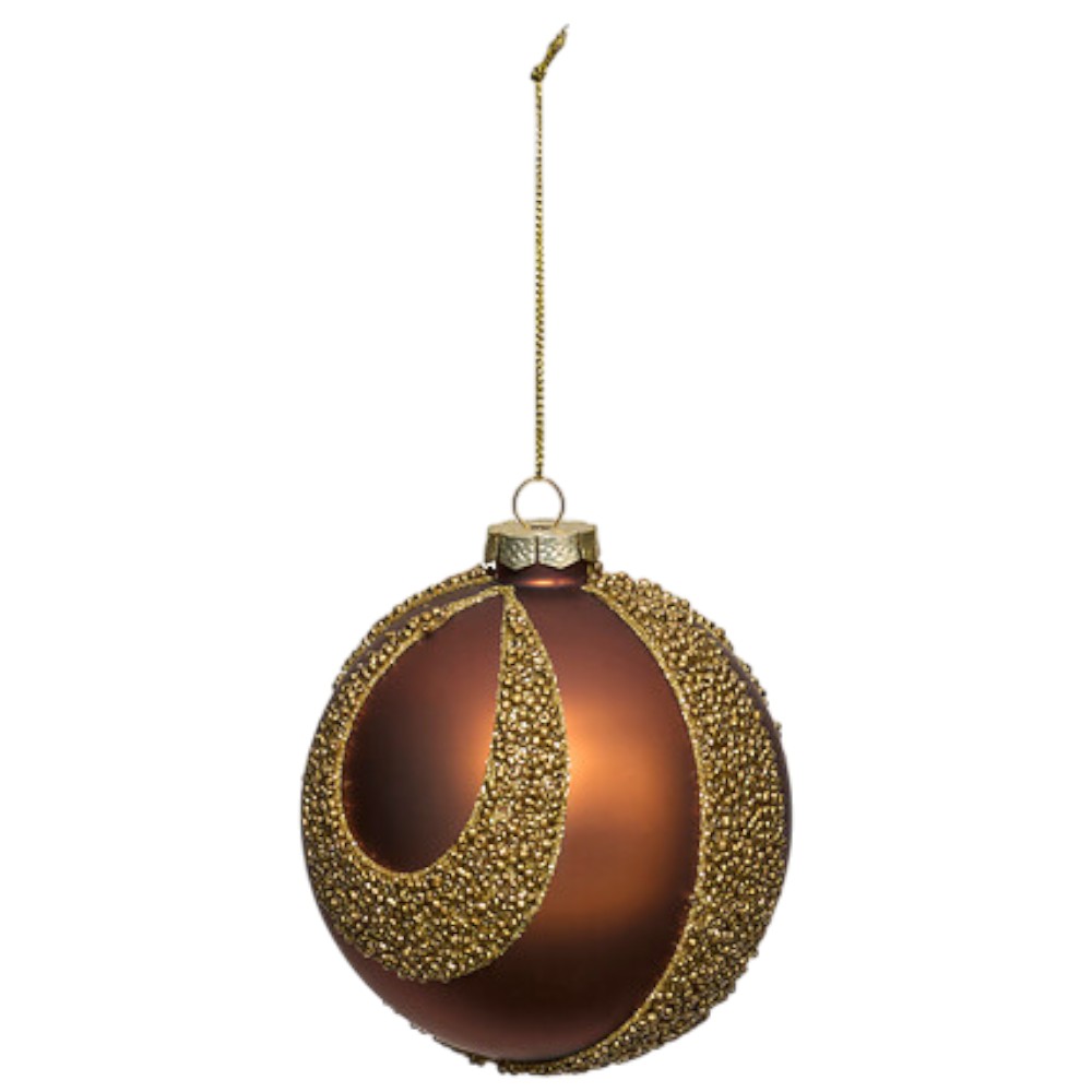 gold-beaded-glass-christmas-bauble-brown-10cm