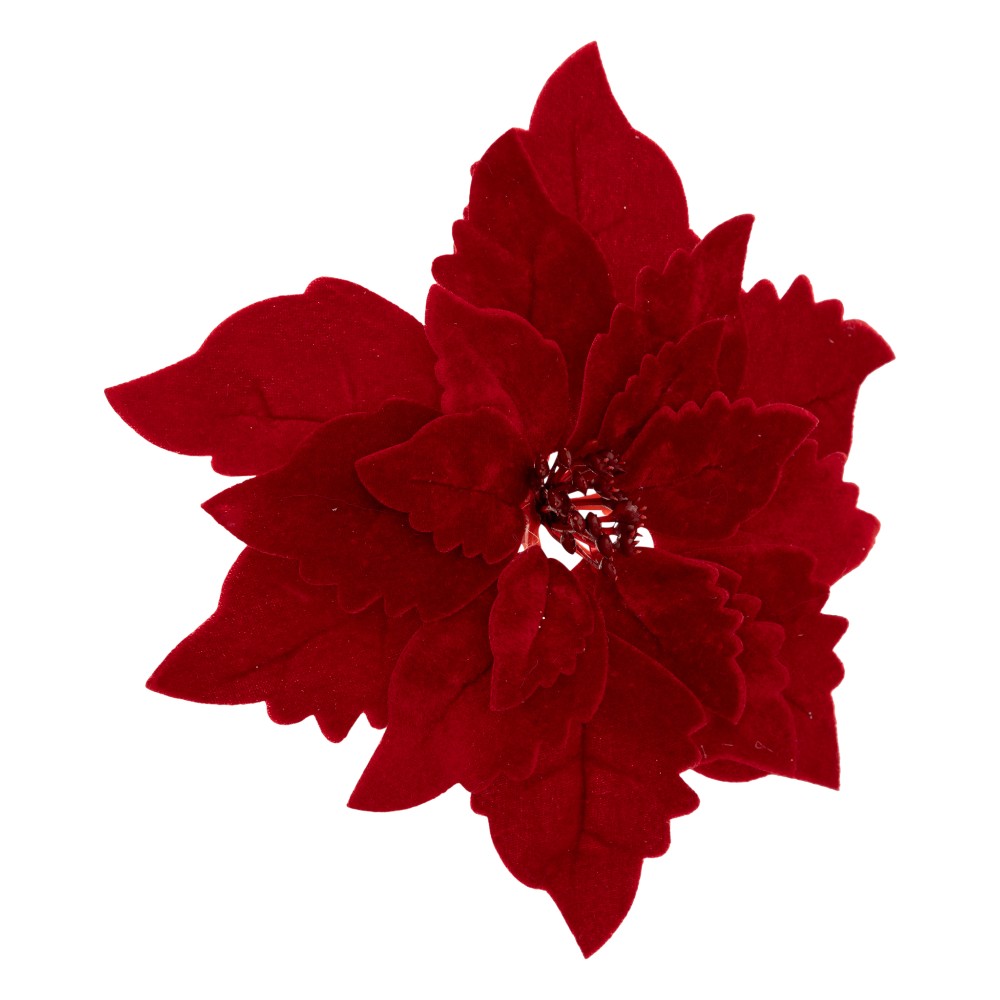 atmosphera-christmas-tree-clip-christmas-flower-velvet-red-24-cm