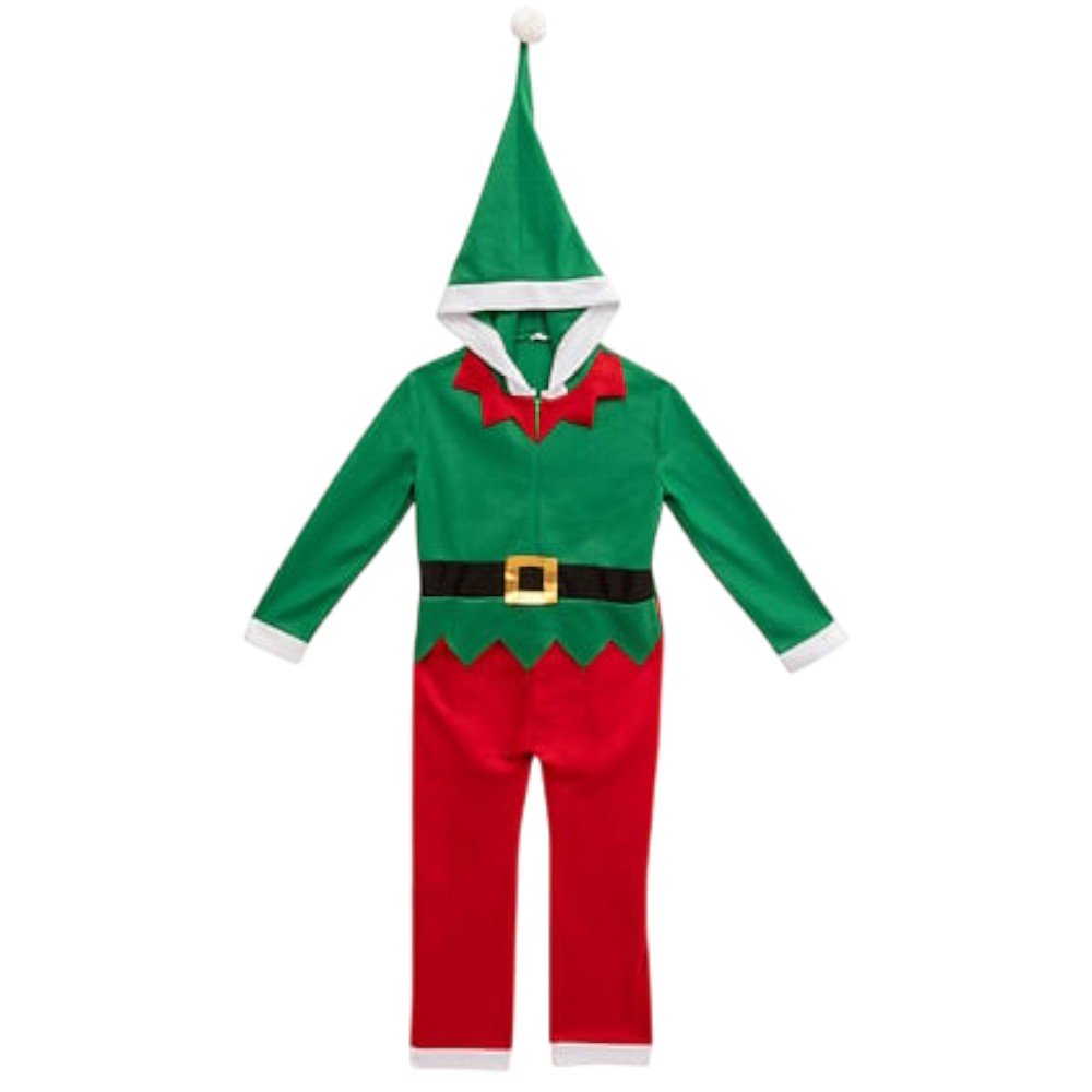 children’s-hooded-elf-costume-jumpsuit-green-and-red-assorted-sizes