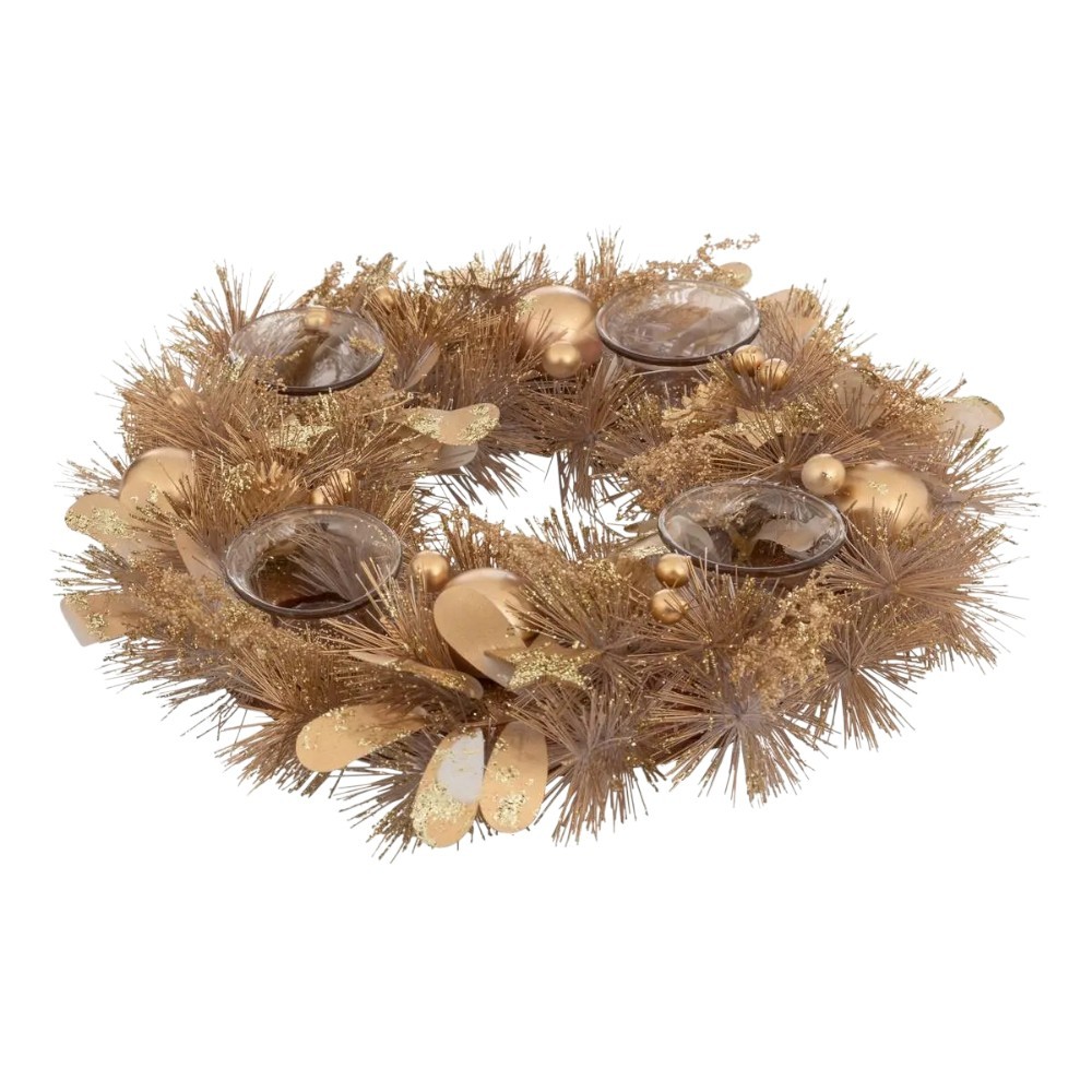atmosphera-christmas-wreath-candle-holder-golden-33-cm