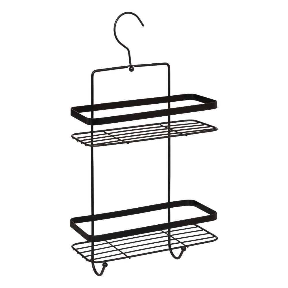 5five-2-level-servitor-shower-rectangular-2-shelves-venterra-black-hook