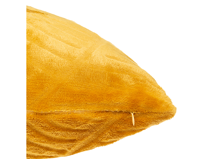 atmosphera-3d-leaf-design-flannel-square-cushion-mustard-yellow-40cm-x-40cm