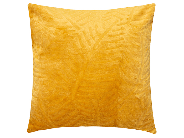 atmosphera-3d-leaf-design-flannel-square-cushion-mustard-yellow-40cm-x-40cm