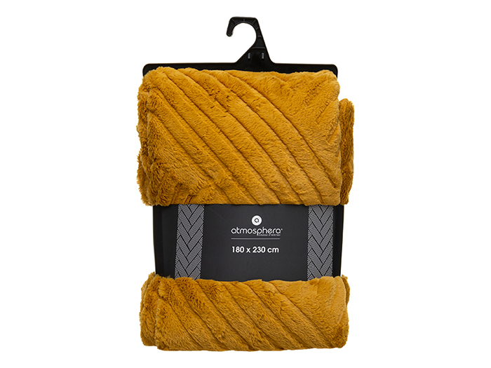 atmosphera-3d-artificial-fur-polyester-blanket-ochre-yellow-180cm-x-230cm