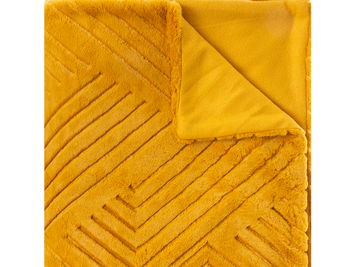 atmosphera-3d-artificial-fur-polyester-blanket-ochre-yellow-180cm-x-230cm