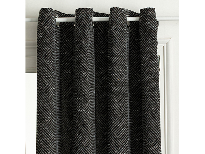 geometry-jacquard-eyelet-polyester-curtain-in-black-140-x-260-cm