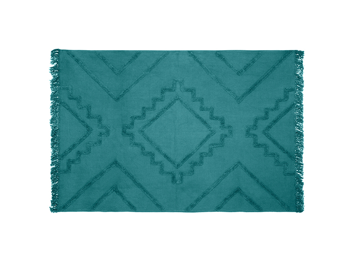 atmosphera-inca-cotton-tuft-fringed-rug-teal-blue-120cm-x-170cm