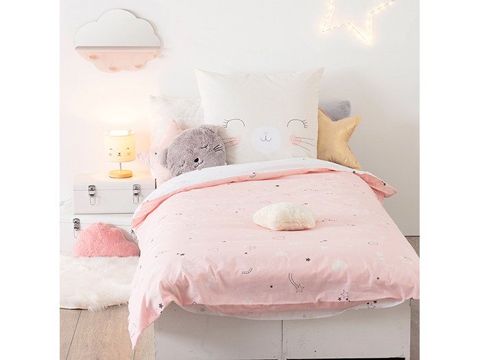 smiling-cat-design-bed-set-for-children-in-pink-140-x-200-cm