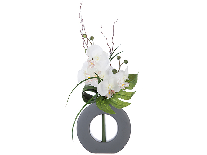 atmosphera-artificial-orchid-flower-in-grey-vase-assorted-types-44-cm