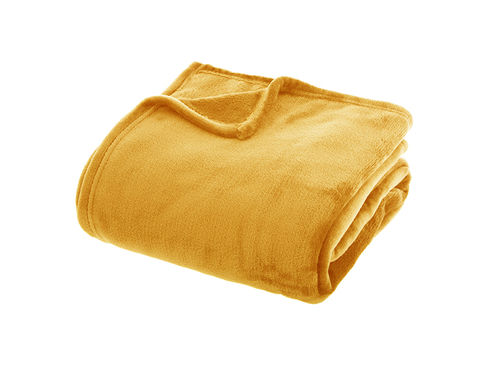atmosphera-flannel-blanket-in-ochre-yellow-230cm-x-180cm
