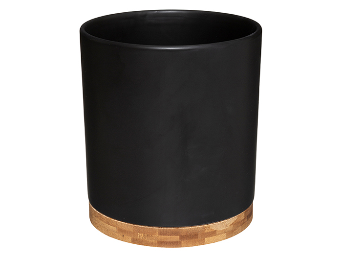 ceramic-pot-with-bamboo-base-in-black