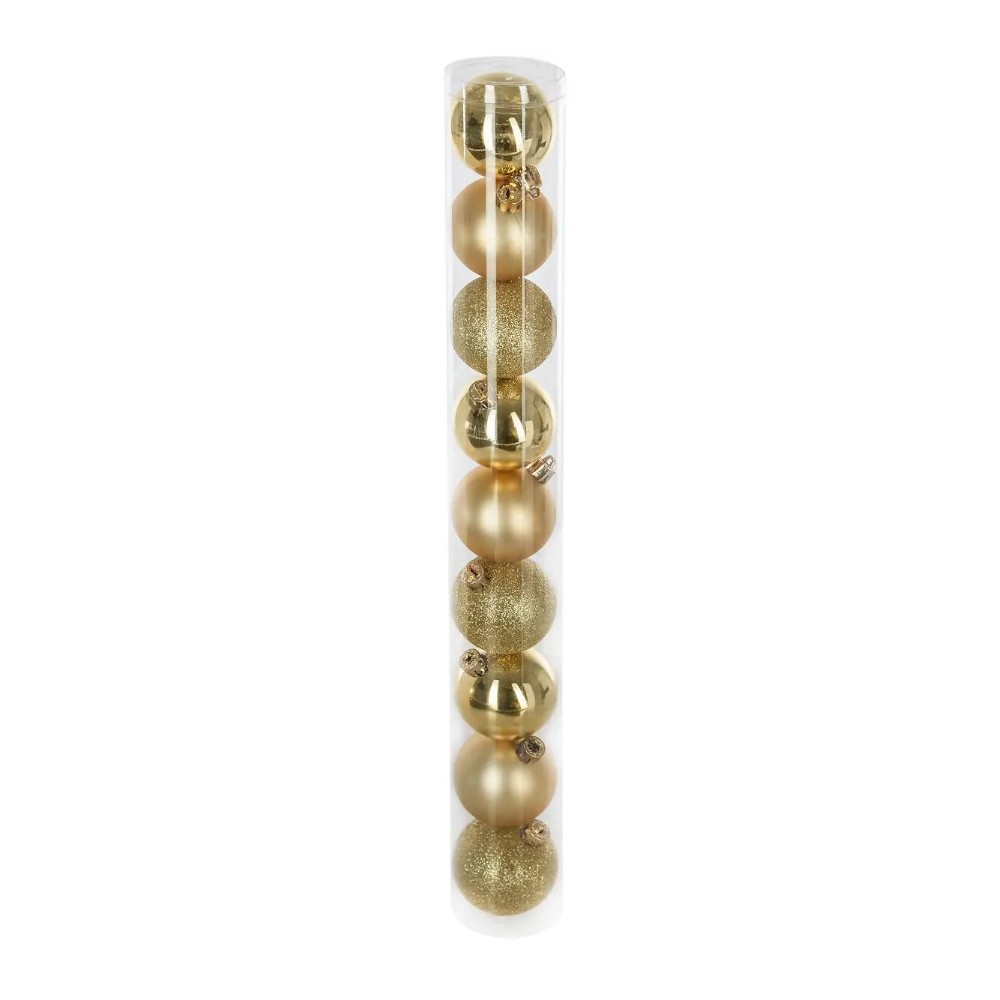atmosphera-christmas-baubles-set-of-9-pcs-gold-mix-plastic-balls-6-cm