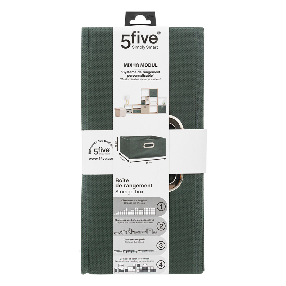 5five-cardboard-fabric-storage-box-khaki-green-31cm-x-15cm
