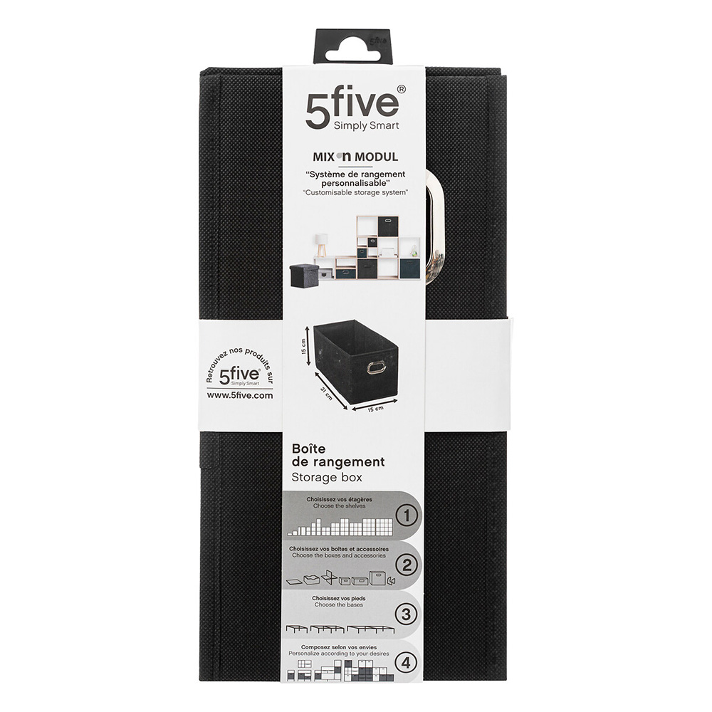 5five-fabric-cardboard-storage-box-black-15cm-x-31cm