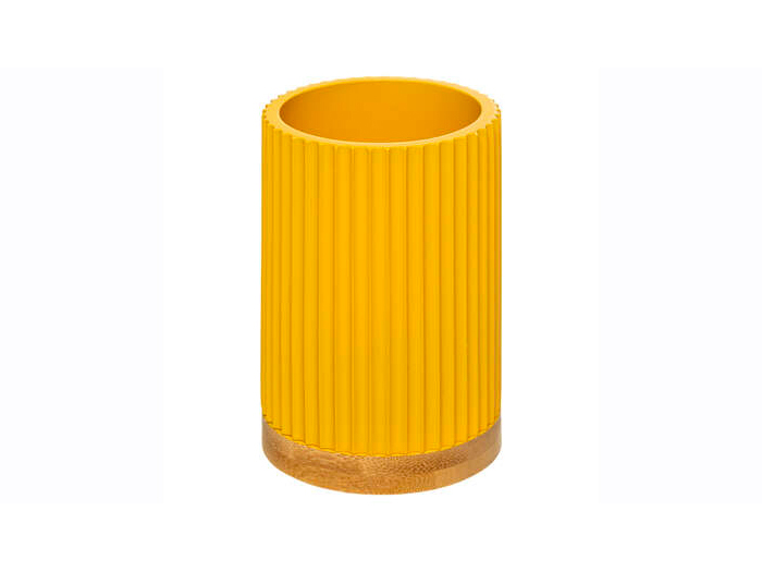 5five-stone-toothbrush-holder-with-wooden-base-mustard-yellow
