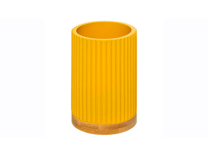 5five-stone-toothbrush-holder-with-wooden-base-mustard-yellow