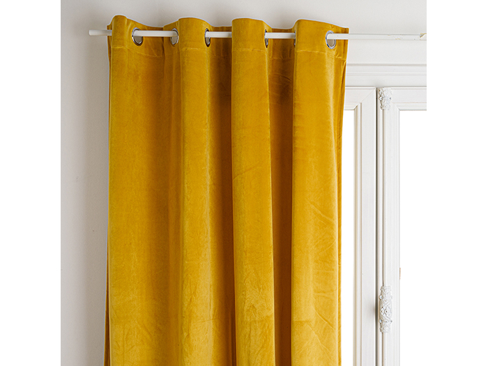 atmosphera-blackout-eyelet-velvet-polyester-curtain-ochre-yellow-140cm-x-260cm