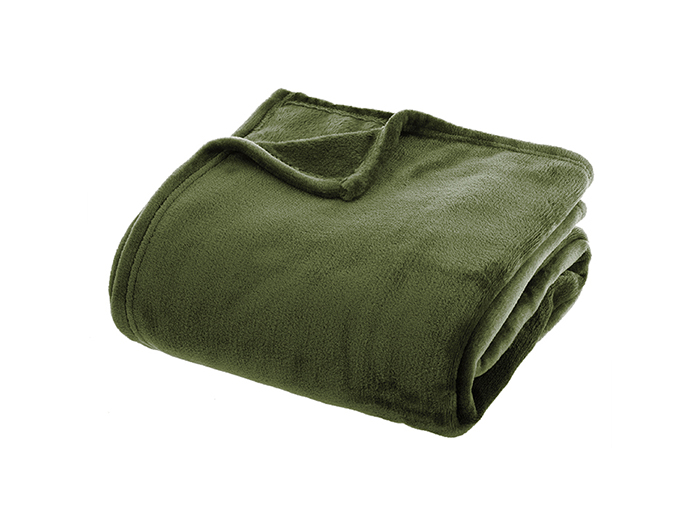 atmosphera-flannel-blanket-in-khaki-green-130cm-x-180cm