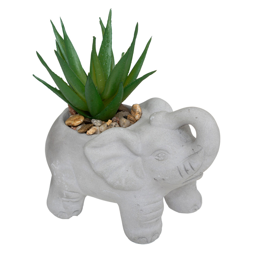 atmosphera-cement-elephant-with-artificial-plant-2-assorted-colours