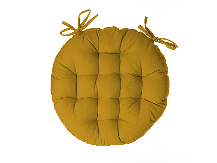 atmosphera-cotton-round-chair-seat-cushion-38-cm-yellow-mustard
