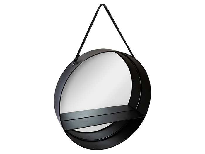 round-metal-mirror-with-shelve-in-black-55-cm