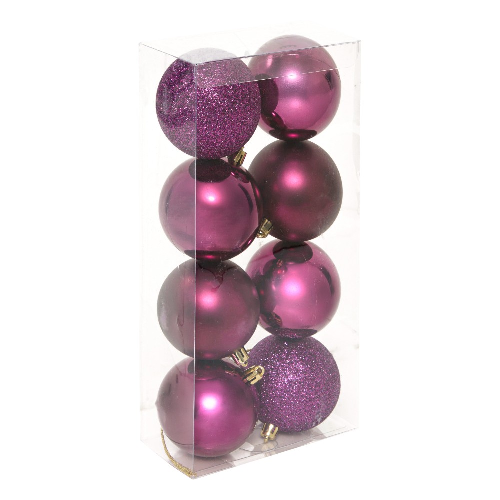 atmosphera-christmas-baubles-set-of-8-pcs-purple-mix-plastic-balls-7-cm