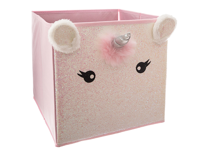 unicorn-head-design-fabric-storage-box-pink-29cm-x-39-5cm