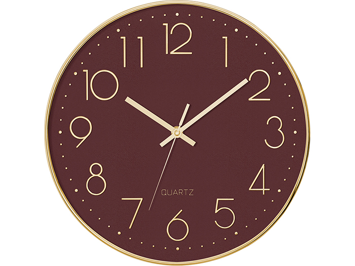 atmosphera-3d-plastic-wall-clock-gold-rim-30cm-3-assorted-colours