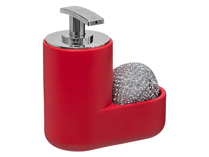 kitchen-caddy-with-liquid-soap-dispender-and-sponge-in-red