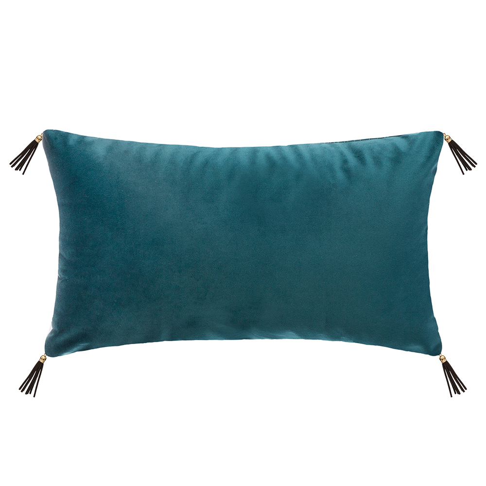 atmosphera-leaves-embossed-design-velvet-cushion-teal-blue-30cm-x-50cm