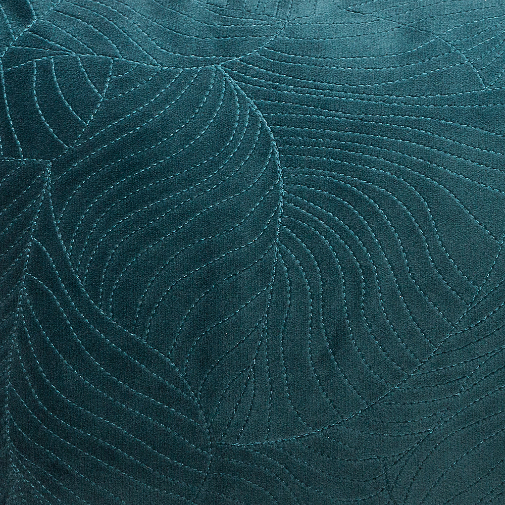 atmosphera-leaves-embossed-design-velvet-cushion-teal-blue-30cm-x-50cm