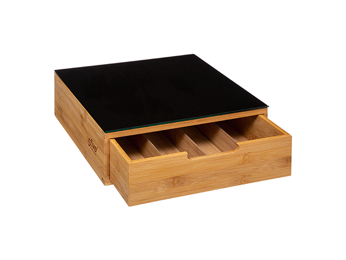 bamboo-coffee-capsule-holder-with-drawer-in-black-30cm-x-30cm-x-10cm