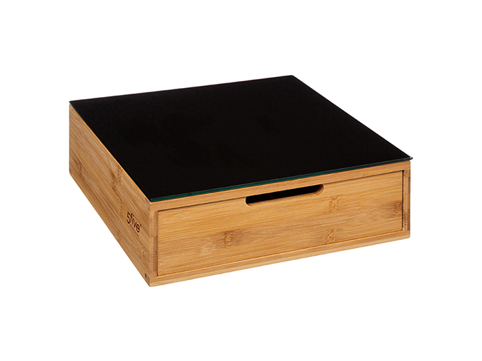bamboo-coffee-capsule-holder-with-drawer-in-black-30cm-x-30cm-x-10cm