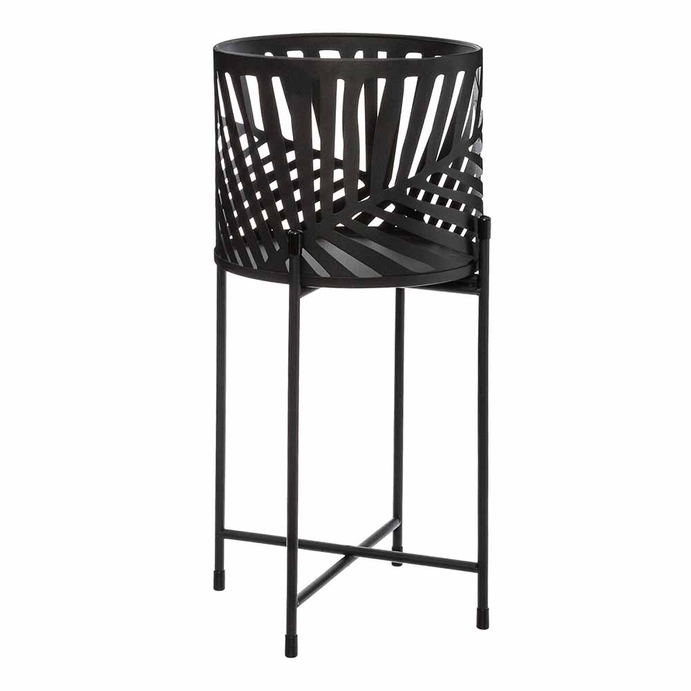 atmosphera-leaf-design-metal-pot-stand-set-of-2-pieces-black