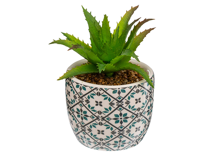 artificial-cactai-plant-in-mediterrean-print-ceramic-pot-4-assorted-colours-7cm-x-9cm