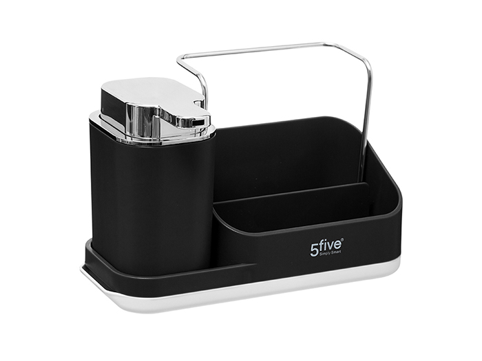 kitchen-sink-caddy-with-liquid-soap-dispenser-in-black