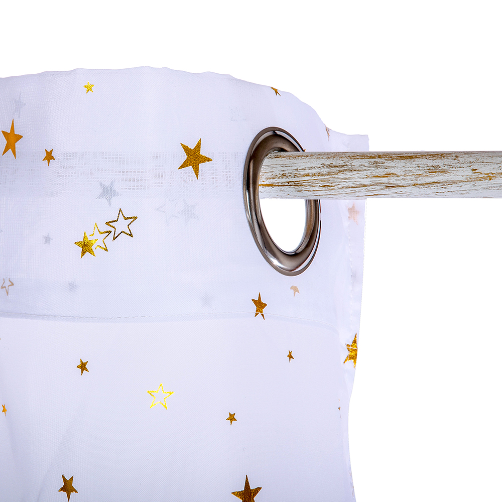 atmosphera-kids-foil-star-print-eyelet-sheet-curtain-2-assorted-colours